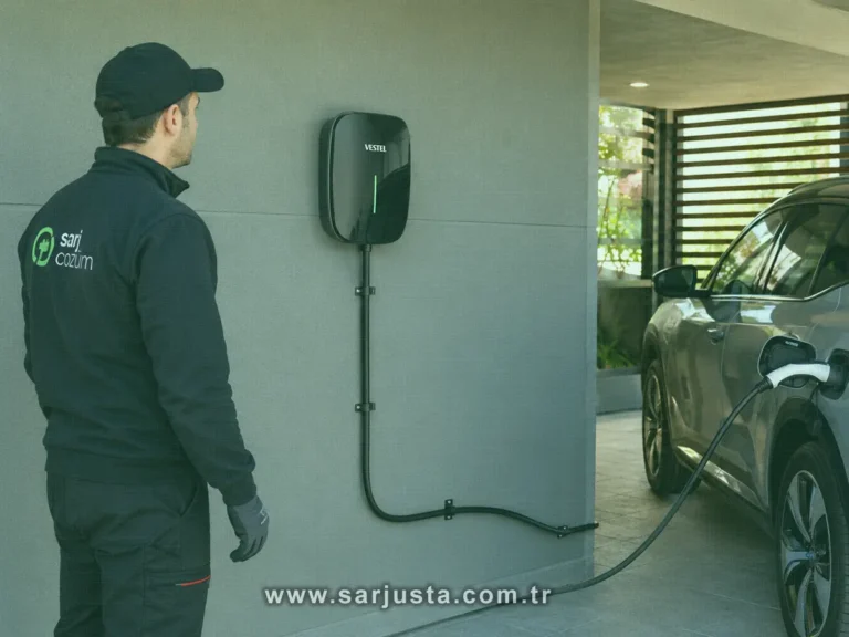 Ev tipi elektrikli araç şarj cihazı için wallbox montajı ve kablo güzergâhı